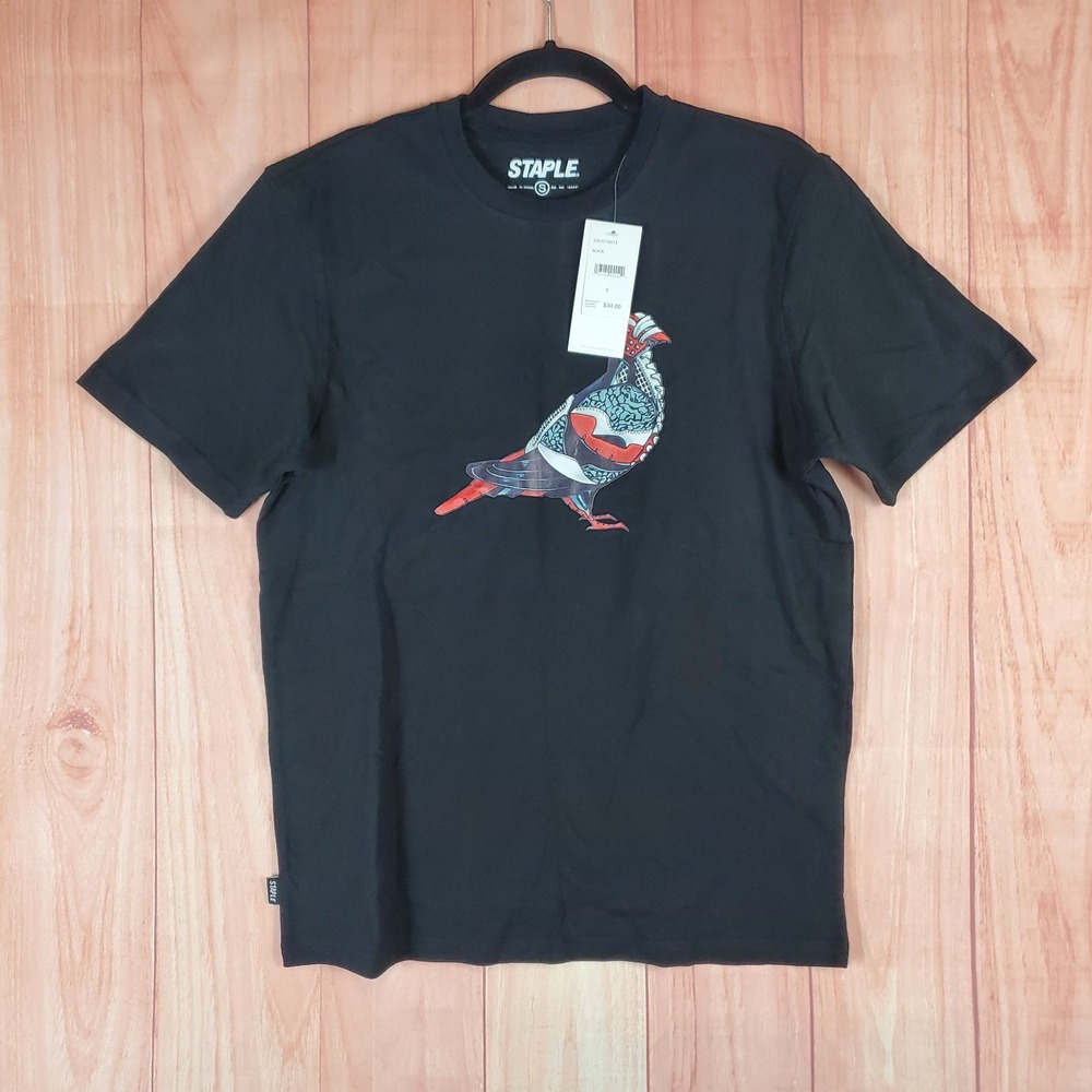 Staple x Sneaker Pigeon T Shirt Mens Small Black Graphic Print Cotton Crew Neck